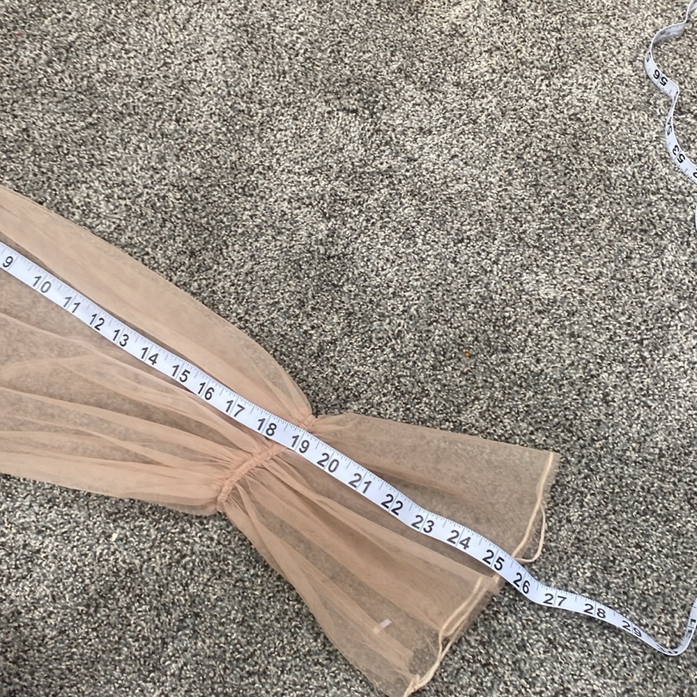 Lily Brown Mesh Elegant Sheer Tan Blouse, Light Brown Blouse,Strapless Blouse - Picture 11 of 12